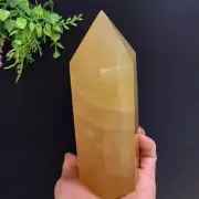 742g Orange Calcite Tower Point Stone Quartz Crystal Polished Energy Healing