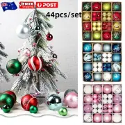 44Pcs Christmas Tree Baubles Ball Ornament Xmas Hanging Balls Party Decor AU