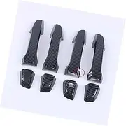 for CR-V CRV 2017 2018 2019 2020 2021 Carbon Fiber Chrome Car Door Handle Covers Trim Overlay Styling Auto Accessories Car Door Handle Overlay(Black Carbon 2 Sensors)