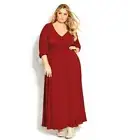 City Chic Red Henna Desire Maxi Dress 14 (XS)