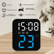 Digital LED Alarm Clock Temperature Desk Wall Clock Snooze Voice Control USB