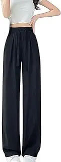 [Generic] Harem Trousers for Women Linen Leggings Womens High Waisted Elastic Waist Trousers Black Elasticated Waist Long Leg Cropped White Leggings Elastane Cropped Plus Size Wide Leg Elastic