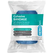 AEROBAN Blue Cohesive Bandage 7.5cm x 4.5M Wrap/12