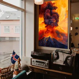 御畫房 火山爆發 國家一級畫師手繪油畫60x90cm