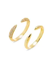 By Adina Eden Pave X Solid Double Claw Ring, Set of 2
