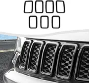 RT-TCZ 7 Pieces Front Grill Mesh Inserts Ring Covers Inserts Kit for Jeep Grand Cherokee 2017 2018 2019 2020 2021 Not Fit For Srt, Trackhawk And Grand Cherokee L 2021 (
