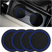 Mandark 4PCS Car Cup Holder Coasters, 2.75 Inch Non-Slip Insert Water Bottle Holder Pads, Dustproof Automotive Interior Accessories Mat, Universal for Vehicles, Trucks, RVs and More（Black/Blue）