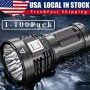 Super Bright 12000000LM 8 LED Flashlight USB Rechargeable Tactical lights LOT