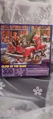 300 PC BITS & PIECES CHRISTMAS DOGS NEW IN BOX GLOW IN THE DARK PUZZLE
