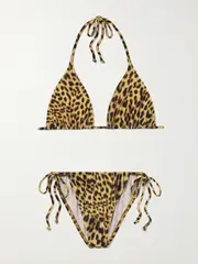 [Norma Kamali] Norma Kamali - Leopard-print Halterneck Triangle Bikini - Leopard print - large large Animal print