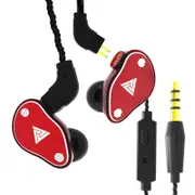 VK6 Detachable Dual Dynamic Drivers Hybrid In-Ear Earphone Heavy Bass Sports Earbuds With HD Mic RED COLOR