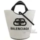 【全新現貨 優惠中】BALENCIAGA 巴黎世家 599332 Wave BB 印花帆布兩用水桶包.米黑 大現金價$23,800