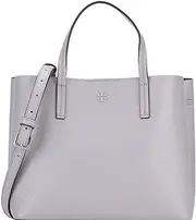 Tory Burch85985 Blake Bay Grey With Silver Hardware Women's Leather Small Tote Bag, Grey, Small