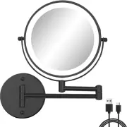 Ffowcye Rechargeable Wall Mounted Makeup Mirror with Lights, LED Shaving Mirr...