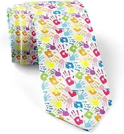 [KAWAMOUSE] ( Kids Parents Handprint ) Fashion Novelty Necktie, Conversation Neckwear Ties Great for Party and Events, As Shown