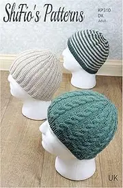 KP310: Double Knitting Men’s Beanie Patterns - 3 Hats, DK Yarn