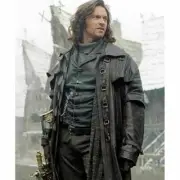 Men's Long Soft Leather Trench Coat Jacket Hugh Jackman Van Helsing Leather Coat