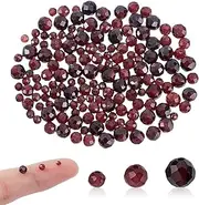 AHANDMAKER 150Pcs Natural Garnet Beads, Dark Red Faceted Round Gemstone Beads Strands 2mm/3mm/4mm Diameter Small Loose Stone Bead for DIY Jewelry Making Necklaces Bracelets Anklets Crafts
