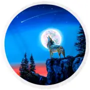 WOLF NIGHT MOON STAR Pendant Charm On 925 Sterling Silver 20" Necklace Gold Gift
