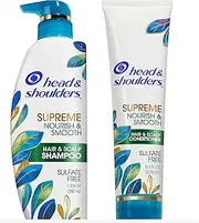 Head & Shoulders Supreme Dry Scalp and Dandruff Treatment Shampoo and Conditioner Set, Sulfate Free, Nourish and Smooth with Jojoba and Argan Oil, 11.8 & 9.4 Fl Oz for Chemically Treated hair
