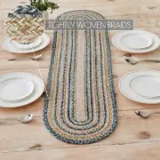 Kaila Jute RUNNER 12x36 Country Ruffle Navy Creme VHC Brands Navy Creme Rose