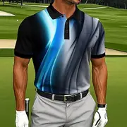 Men's Abstract Geometic Polo Sports Polo Shirts Short Sleeve Polo Shirts Collared Shirts Casual Athleisure Outdoor clothing Daily Wear Buttons Summer Red Blue