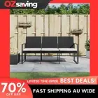 3-Seater Garden Bench Cushions Black Cream White PP Rattan 152.5x57x77.5 0212