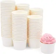 100 Pack Ice Cream Paper Cups, Disposable Sundae Dessert Yogurt Bowls, 5oz White