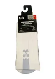 Under Armour UA Armourdry Playmaker White Mid-Crew Socks ArmourGrip Large 8.5-13