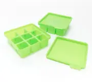 KOCHBLUME Set of (2) 9-Cube Silicone Ice Trays with Lid Green