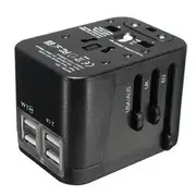 All in One Universal International Plug Adapter 4USB Ports World Travel AC Power Charger US UK AU EU 21800 WHITE