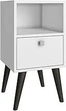 BRV Furniture White Nightstand Bedside Table | One Drawer with Metal Slides | Ideal for Storing Bedtime Essentials | Made in Brazil | BPP 01-129