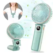 Portable Handheld Fan, 5200mAh Portable Fan Rechargeable, 180° Foldable Cyan