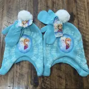 2 Disney Frozen Elsa Anna Hat Glove Set Child OSFM Perfect Match Sister Friends
