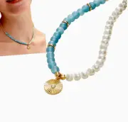 Atacama Necklace Baroque Pearls and high bijouterie Matte Stones Collares Joyas