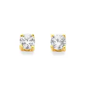 9ct Round Cubic Zirconia Stud Earrings in Clear