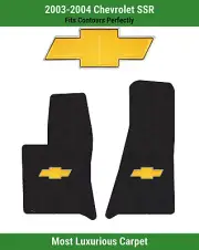 Lloyd Luxe Front Carpet Mats for '03-04 Chevrolet SSR w/Gold Chevy Bowtie 1 Logo (for: Chevrolet)