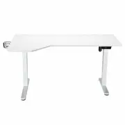 Electric Standing Desk Corner Sit Stand Up Table Height Adjustable L Shaped Rising Computer Office Motorised USB White