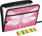 Quteprint 13 Pockets Expanding File Folder with Zipper Closure, Ethnic Mandala Dragonfly Accordion File Folder with Sticky Labels, Letter Size A4 Papers Expandable File Document Organizer