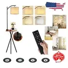 Modern Remote-Controlled Floor Lamp with USB Ports & Stepless Dimming, Black