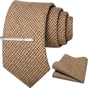 [JEMYGINS] Cashmere Wool Tie and Pocket Square Tie Clip Sets for Men
