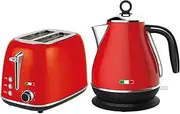 Vintage Electric 2 Slice Toaster & Kettle Combo Stainless Steel - Red