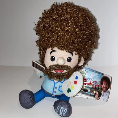 Bob Ross 6.5” Plush Toy, Paintbrush & Palate, Brown Hair (C20041) Fiesta Toys