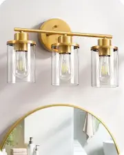 EDISHINE Bathroom Light Fixtures, 3 Light Gold Bathroom Vanity Light Over Mir...