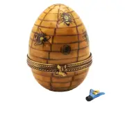 New French Limoges Trinket Box Beehive with Honey Bees and Removable Honey Bee