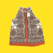 OASIS Paisley Placement 90's Keyhole Vest Top, Chiffon Like Fabric, Coral, UK 12