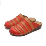 MIT台灣製 真皮縫線 懶人鞋 前包後空 女拖鞋涼鞋 張菲鞋-525紅