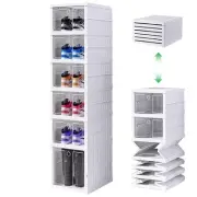 Clear Plastic Shoe Storage Boxes Stackable, X-Large Shoe Organizer for Closet...