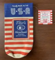 Tito's Vodka Gift Bag Drawstring Burlap 750ml Bottle Patriotic USA Flag Design