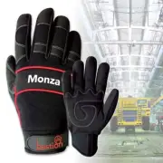 Bastion Monza Black Mechanics Gloves sz M/9 - Synthetic Leather, Non Slip Grip